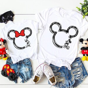 Mickey Minnie Sketch Shirt, Disney Family Shirts, Disney Vacation, Disney World Trip Shirt, Disney Family Shirt, Disney Couple Shirt, 22423