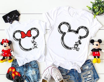 Mickey Minnie Sketch Shirt, Disney Family Shirts, Disney Vacation, Disney World Trip Shirt, Disney Family Shirt, Disney Couple Shirt, 22423