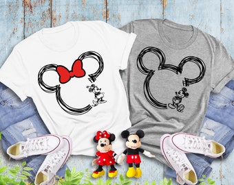 Mickey Sketch Shirt, Disney Family Shirt, Disneyworld Trip Shirt, Family Disneyworld Shirt, Minnie Women Shirt, Mickey Couple Shirt