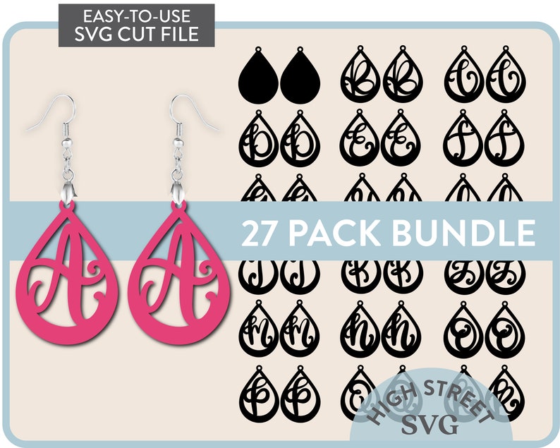 Monogram Earring Svg Bundle Monogram Svg Files for Cricut Etsy