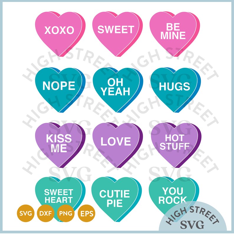 Candy Heart Svg Bundle Heart Love Svg Files for Cricut Cute - Etsy