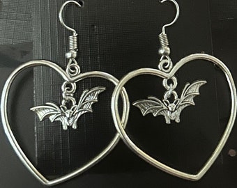 Heart Bat Halloween Horror  Earrings