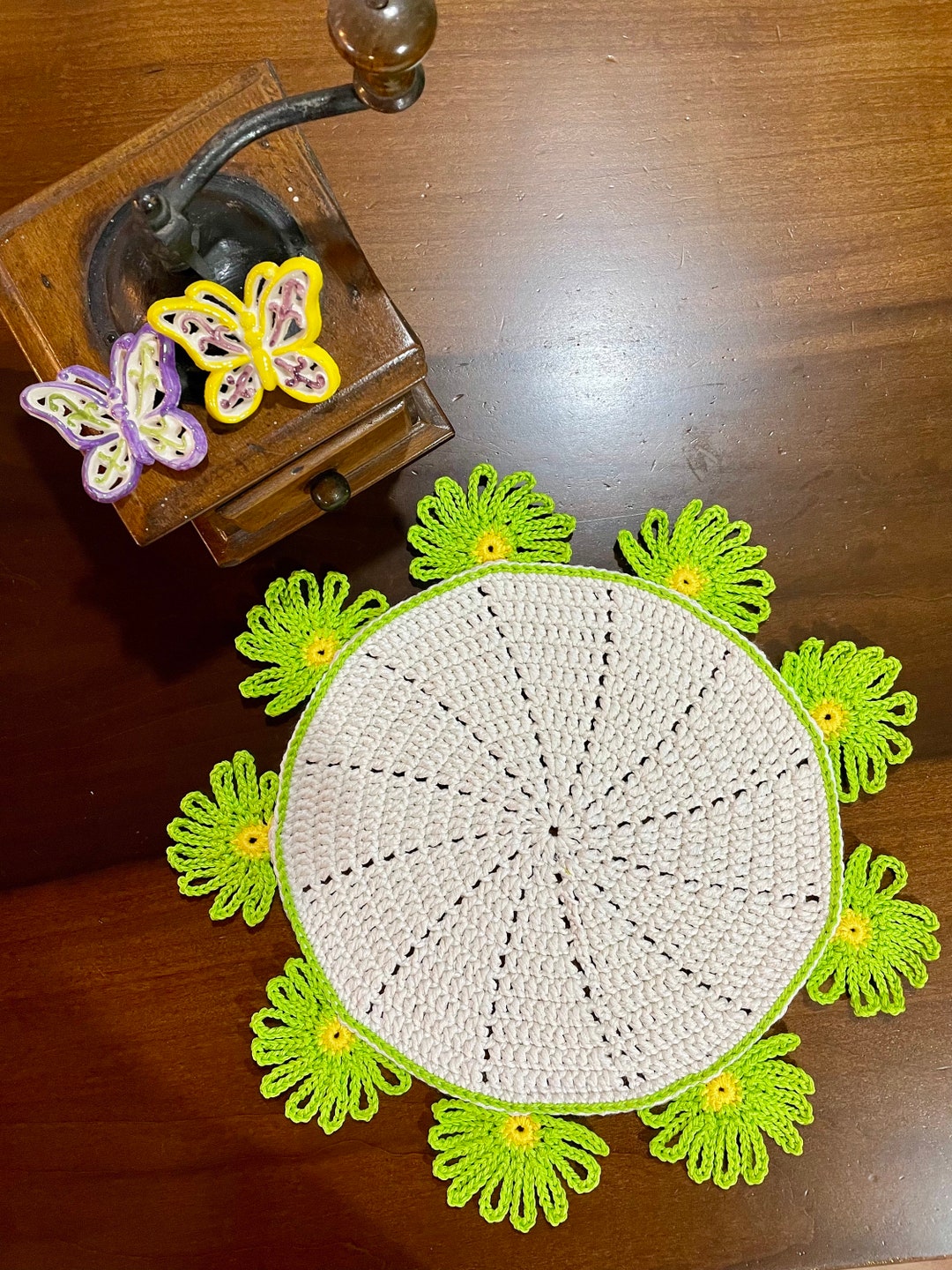 Placemat Sousplat Round Placemat Spring Crochet Etsy