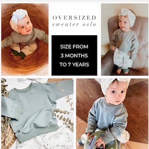 OVERSIZED TRUI OSLO pdf naaipatroon, truipatroon voor baby, meisjes en jongens, sweatshirt naaipatroon