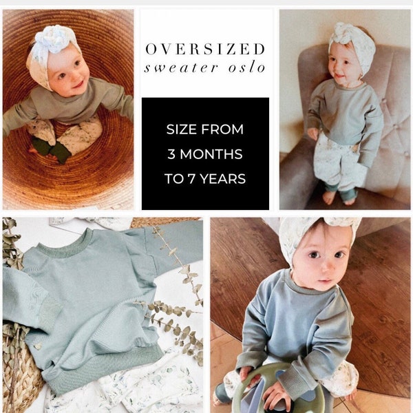 OVERSIZED SWEATER OSLO pdf sewing pattern, sweater pattern for baby, girls and boys, sweatshirt sewing pattern