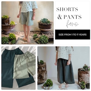 Shorts and Pants Faro pdf sewing pattern, wide shorts and pants sewing pattern, summer pants girls