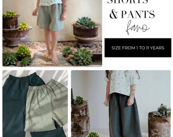 Shorts and Pants Faro pdf sewing pattern, wide shorts and pants sewing pattern, summer pants girls