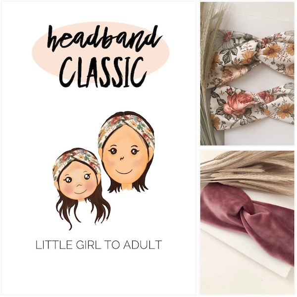HEADBAND Little Girl to Adult pdf sewing pattern, Headband sewing pattern