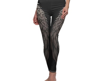 Angel Wings Leggings Women's Cut & Sew Casual feathers pattern