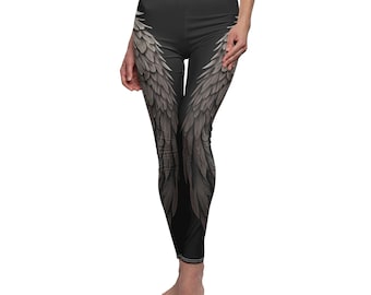 Angel Wings Leggings Women's Cut & Sew Casual feathers pattern