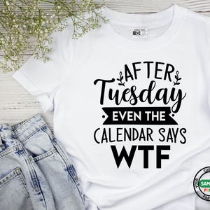 Funny Sarcastic T-Shirt After Tuesday Even the Calendar Says WTF  Unisex Graphic Tee Work Humor Shirt Casual Trendy Tee  Gift for Him or Her