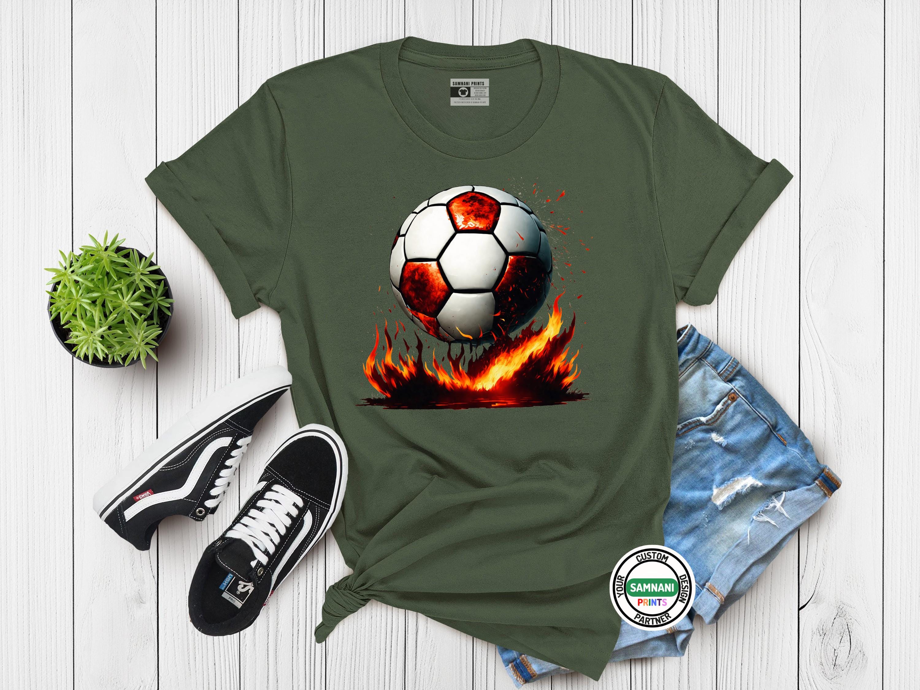 Flaming Soccer Ball T Shirt - Etsy