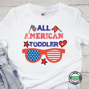 All American Toddler Shirt | 4th of July Toddler Tee | Patriotic Kids Shirt | USA Flag Sunglasses Shirt | Red White Blue Baby Shirt