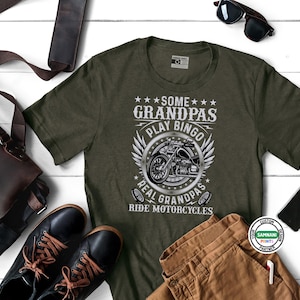 Funny Grandpa Biker Shirt, Some Grandpas Play Bingo Real Grandpas Ride Motorcycles, Cool Motorcycle Gift Tee for Biker Papa, Rider Grandpa