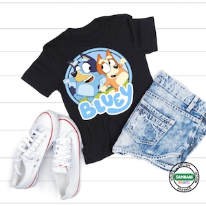 Bluey Inspired Kids T-Shirt, Cute Cartoon Dog Shirt, Toddler Bluey Tee, Birthday Gift for Kids, Fun Playtime T-Shirt, Bluey Family Matching
