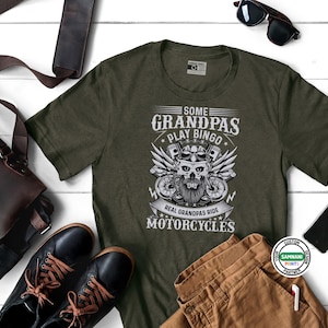 Some Grandpas Play Bingo Real Grandpas Ride Motorcycles Shirt, Funny Biker Grandpa Tee, Cool Papa Skull Shirt, Motorcycle Gift for Grandpa