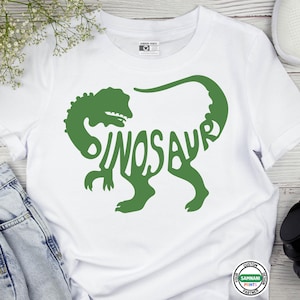 Dinosaur Word Art T-Shirt, T-Rex Silhouette Typography Shirt for Kids Adults, Dino Lover Gift Tee, Prehistoric Jurassic Graphic Tee, Animal