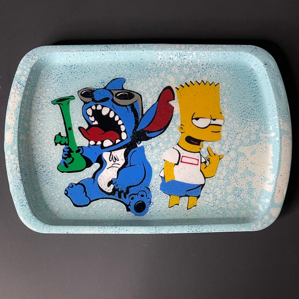 Stitch And Bart Rolling Tray