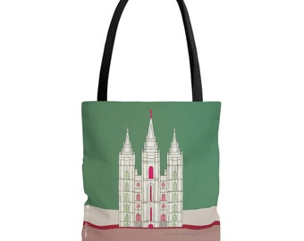 LDS Salt Lake Temple Tote Bag (Green - 3 sizes)