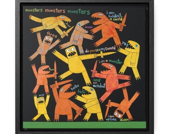 Monsters Monsters Monsters Print by Andrew Ballstaedt - Gallery Canvas Wraps with Floating Frame,  (4 sizes)