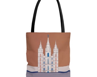 LDS Salt Lake Temple Tote Bag (Terracotta - 3 sizes)