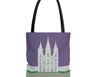 LDS Salt Lake Temple Tote Bag (Eggplant - 3 sizes)