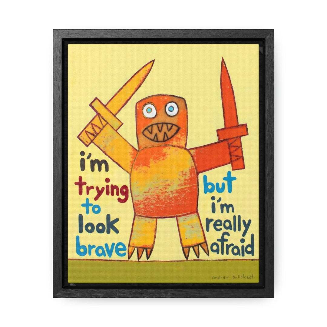 Brave Monster Art Print – Gallery Canvas Wrap With Floating Frame - Etsy