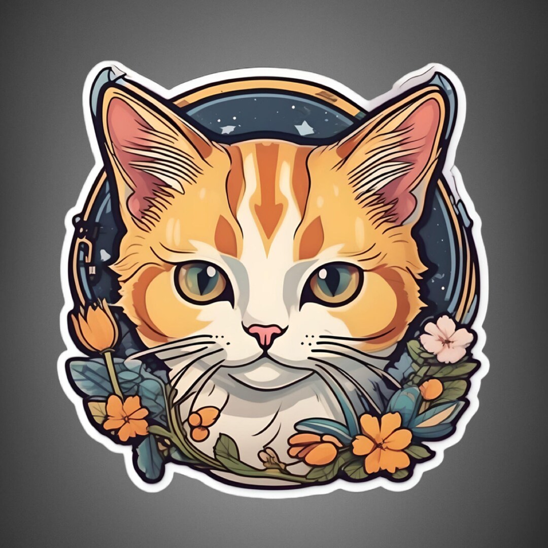 Cute Cat Sticker Adorable Vinyl Decal for Laptops, Water Bottles, and ...