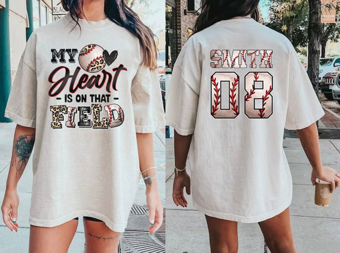 My Heart is on That Field Front and Back Shirt Custom Name - Etsy