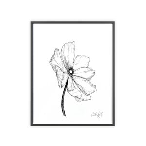 Cosmic Bloom: Pen Drawn Cosmos Flower Art Print