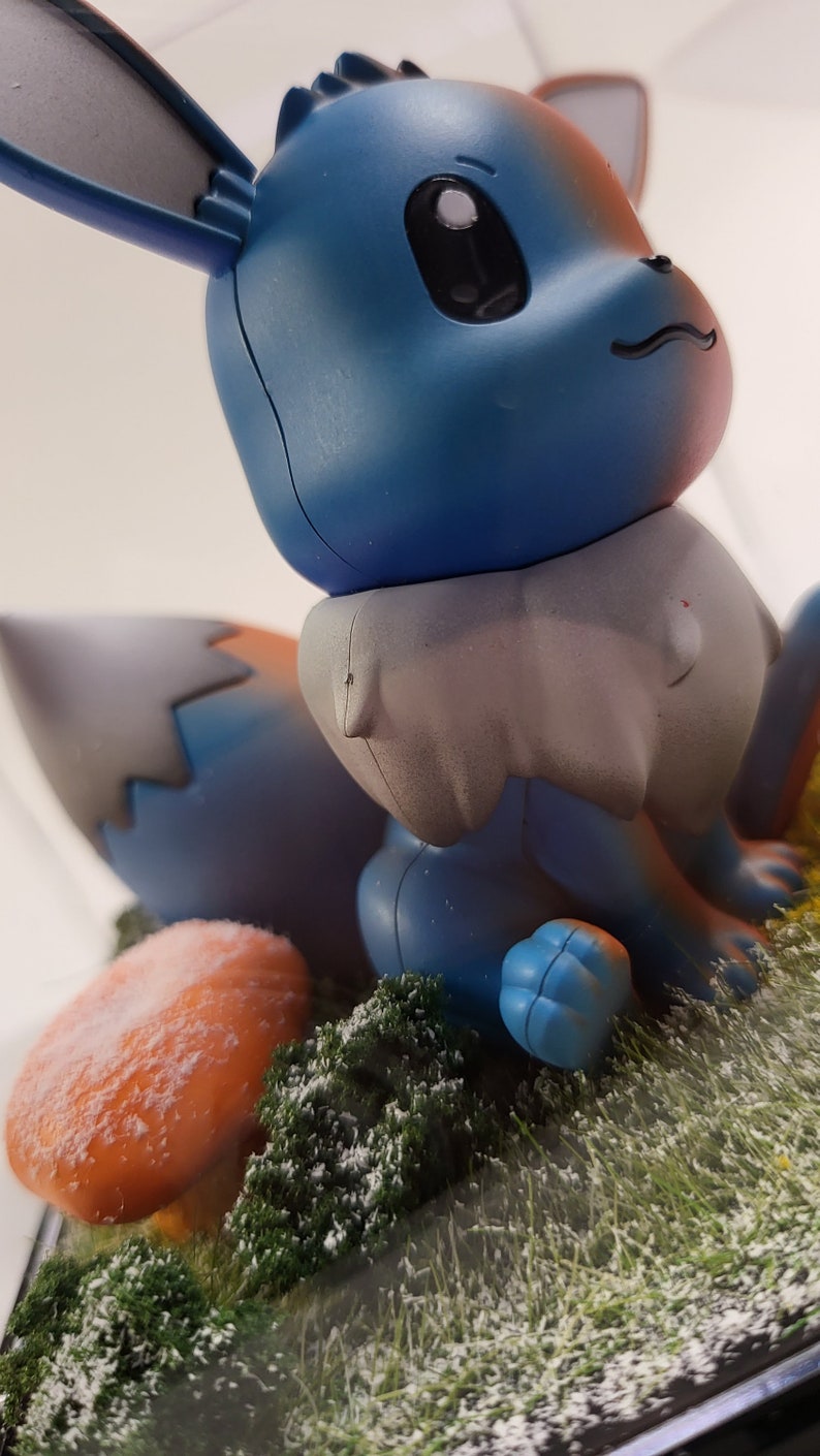 Fire and Ice Eevee Custom Painted in a Cute Diorama Etsy