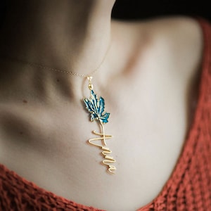 Pendant Necklace Minimalist Charm Personalized Name Customized Your Name Jewelry Maple Leaf image 1