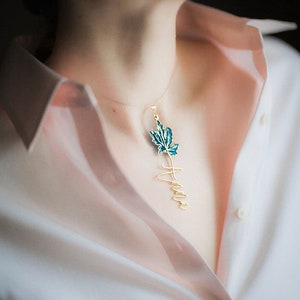 Pendant Necklace Minimalist Charm Personalized Name Customized Your Name Jewelry Maple Leaf image 5