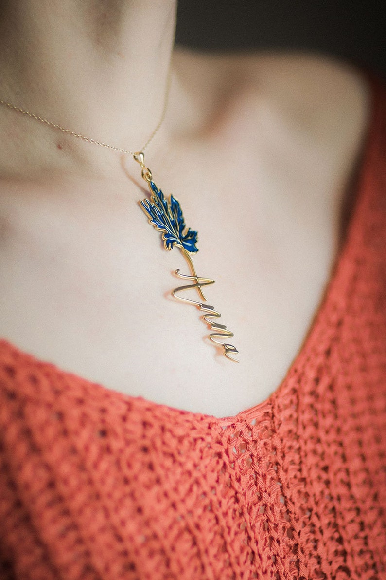 Pendant Necklace Minimalist Charm Personalized Name Customized Your Name Jewelry Maple Leaf image 3