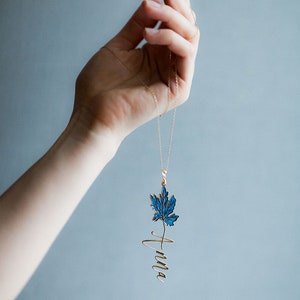 Pendant Necklace Minimalist Charm Personalized Name Customized Your Name Jewelry Maple Leaf image 2