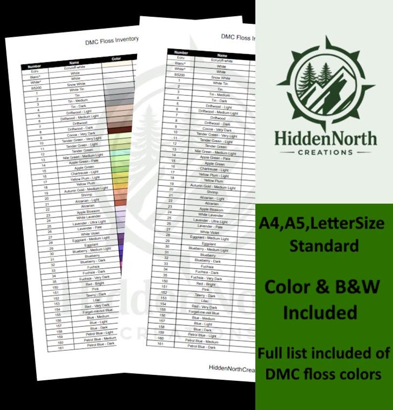 DMC Floss Inventory Checklist PDF Digital Download - Etsy