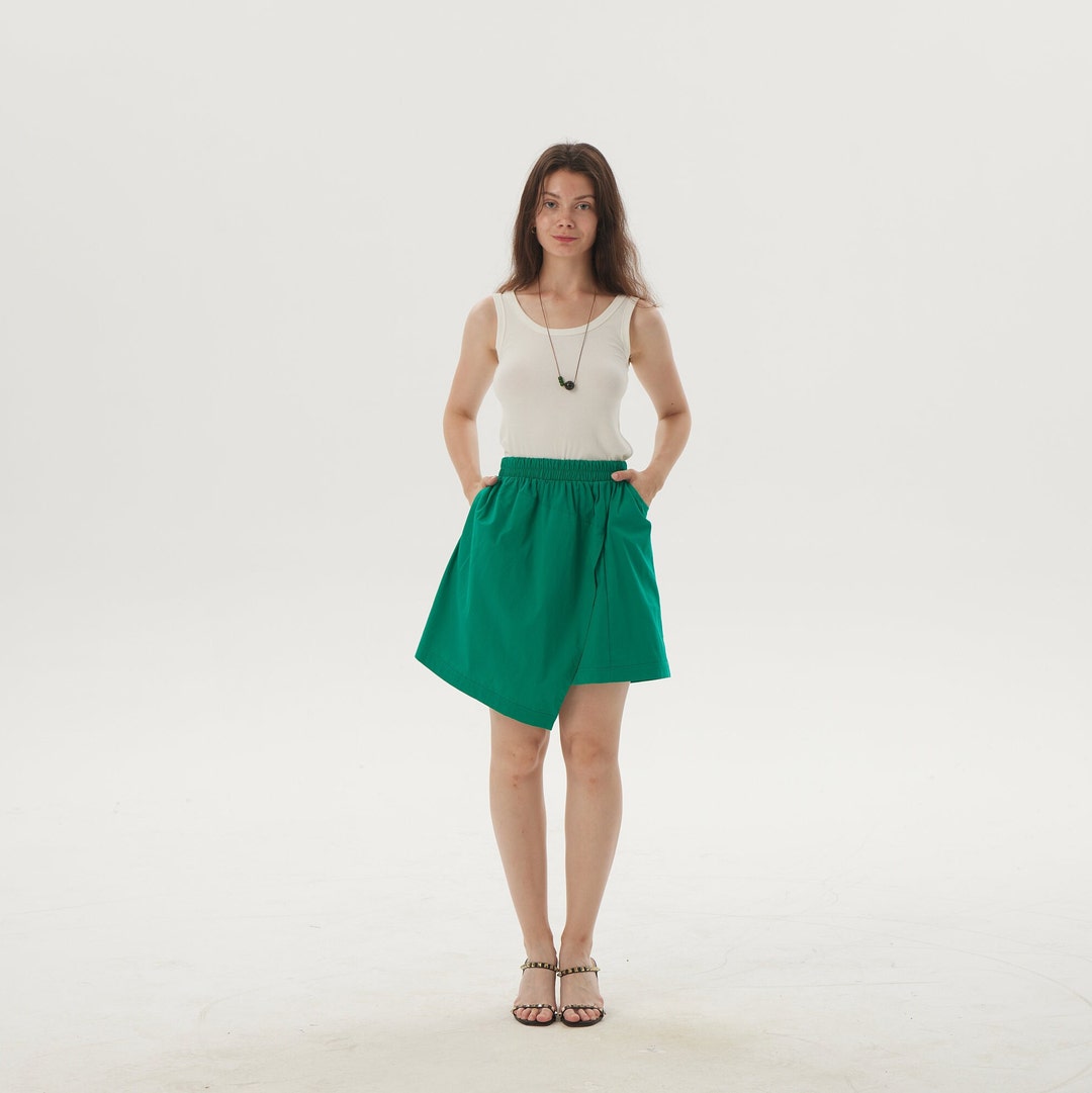 Summer Stitching Style Short Skirt Green Short Skirt Fashion Etsy