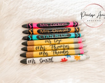 Custom Teacher Glitter Pen | Gift for Bus Driver & Teacher | Teacher Appreciation | Office Supplies | School Pen | Personalized Office Pen