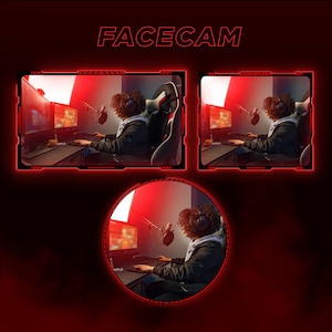 May include: A person sits in front of a computer with a microphone and a camera, with the text "FACECAM" displayed above the image.