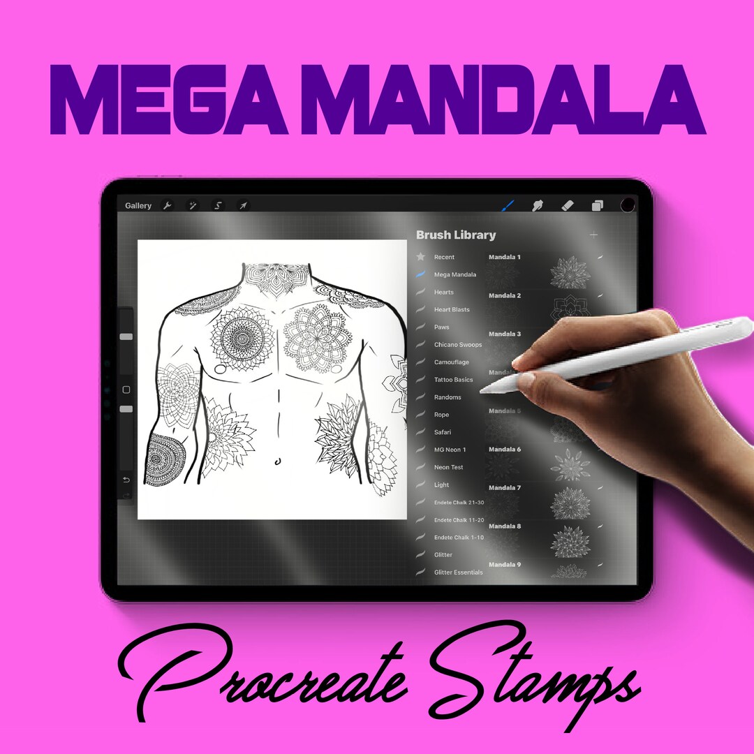 150x Mega Mandala Procreate Brush Stamp Set - Etsy