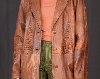 Unique Vintage Leather Jacket Italian light brown 80s