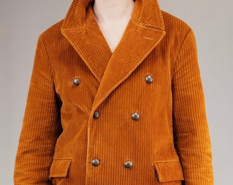 Corduroy Vintage Pea-Coat in Orange | Made in Italy