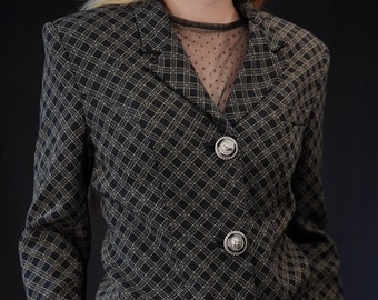 VERSUS Gianni Versace Vintage Women's Blazer Jacket Black with Statement Buttons | Made in Italy