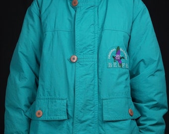 Belfe Vintage Puffer Skiing Jacket | Real Down Coat turquoise | Made in Italy 80s 90s