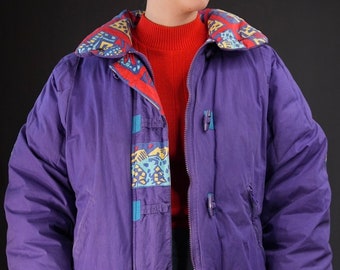 Amazing Vintage Down Jacket | Purple Puffer Coat | Real Duck Down | Made in Italy