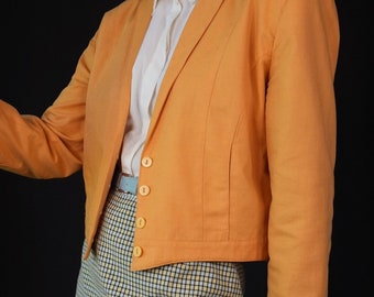 Blazer de luxe vintage jaune clair des années 80 90