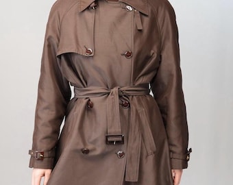 Silk & Cotton Italian Trench-Coat in Dark Chocolate Brown | By Paola Antonini | 90s Vintage, Made in Italy