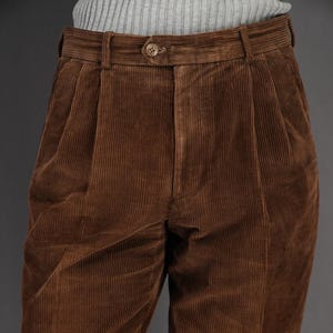 Vintage geplooide corduroy broek in warmbruin | Maat M | Jaren 80, Made in Italy