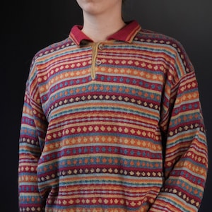 Missoni Vintage Wool Sweater with Colorful Pattern 10% Alpaca Made in Italy image 1