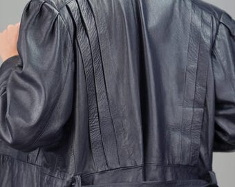 Buttery Soft Purple Leather Jacket with Pleated Design | Size L | Vintage, Made in Italy